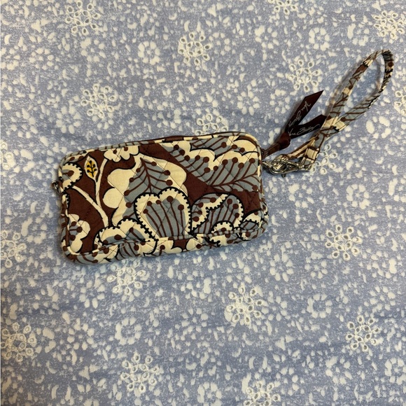 Vera Bradley Brown and Cream Wristlet - Picture 1 of 7